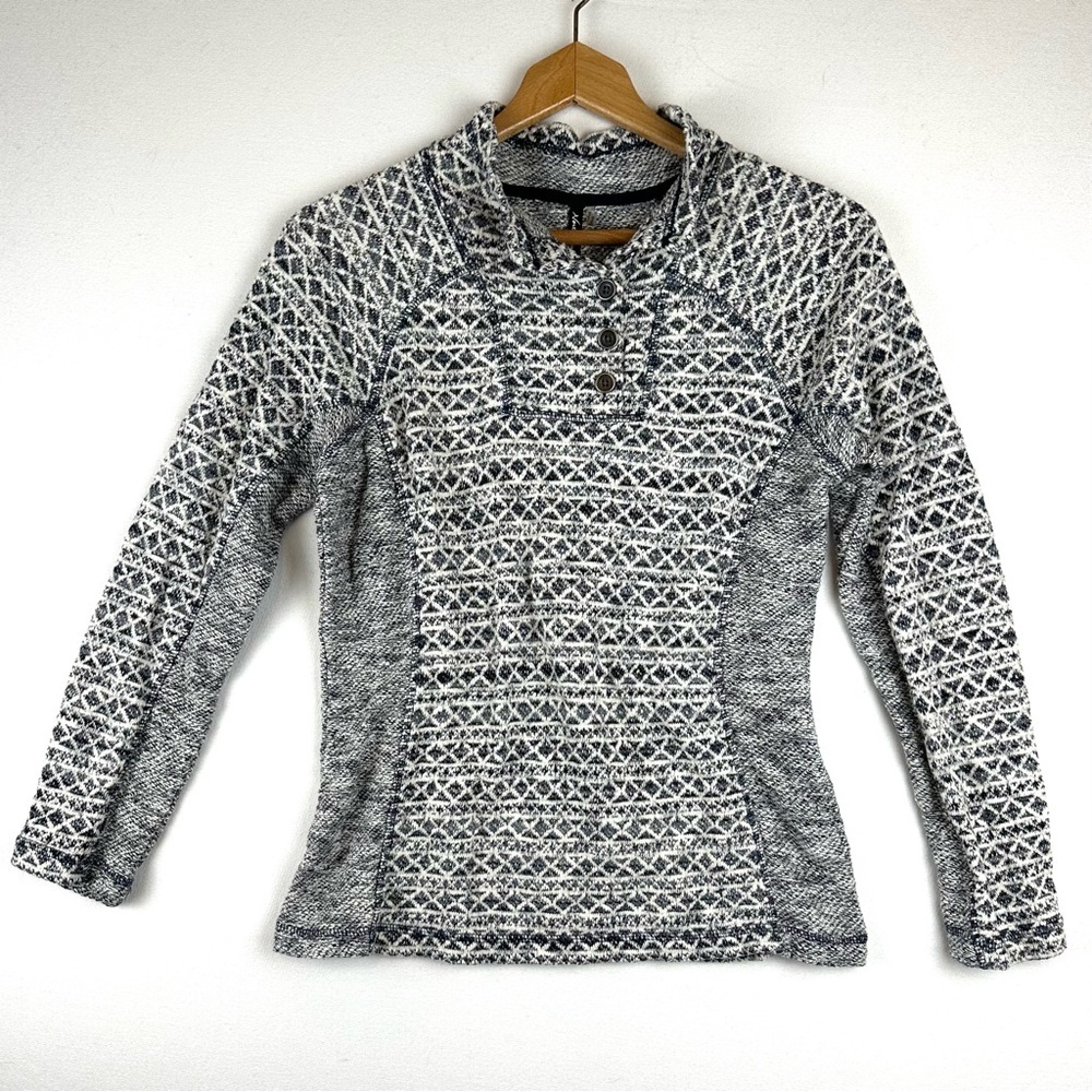 North River Shawl Button Neck‎ Knit Sweatshirt Top